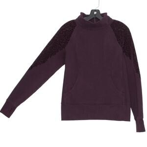Lululemon Sweatshirt Floral Flock Pullover Terry Athleisure Cozy Black Cherry 8